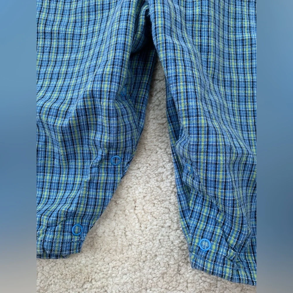 Vintage Oshkosh Size 24 Months Blue and Green Plaid Overalls